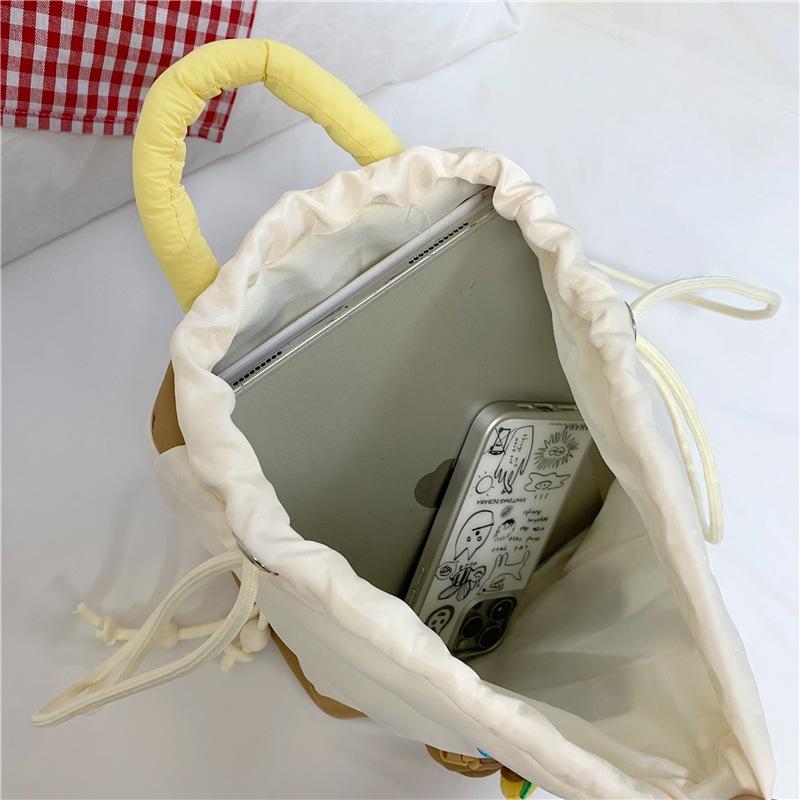 Rucksack mit zwei Schultergurten und Zugbeuteltasche, Zweischultertasche, Greifautomaten-Puppe Handtasche