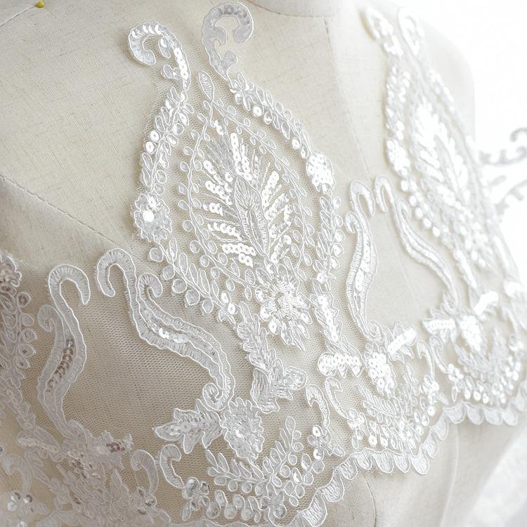 Sequins Embroidered Lace Accessories Wedding Veil Handmade Diy Material Accessories Table Flag Curtain Lace Fabric