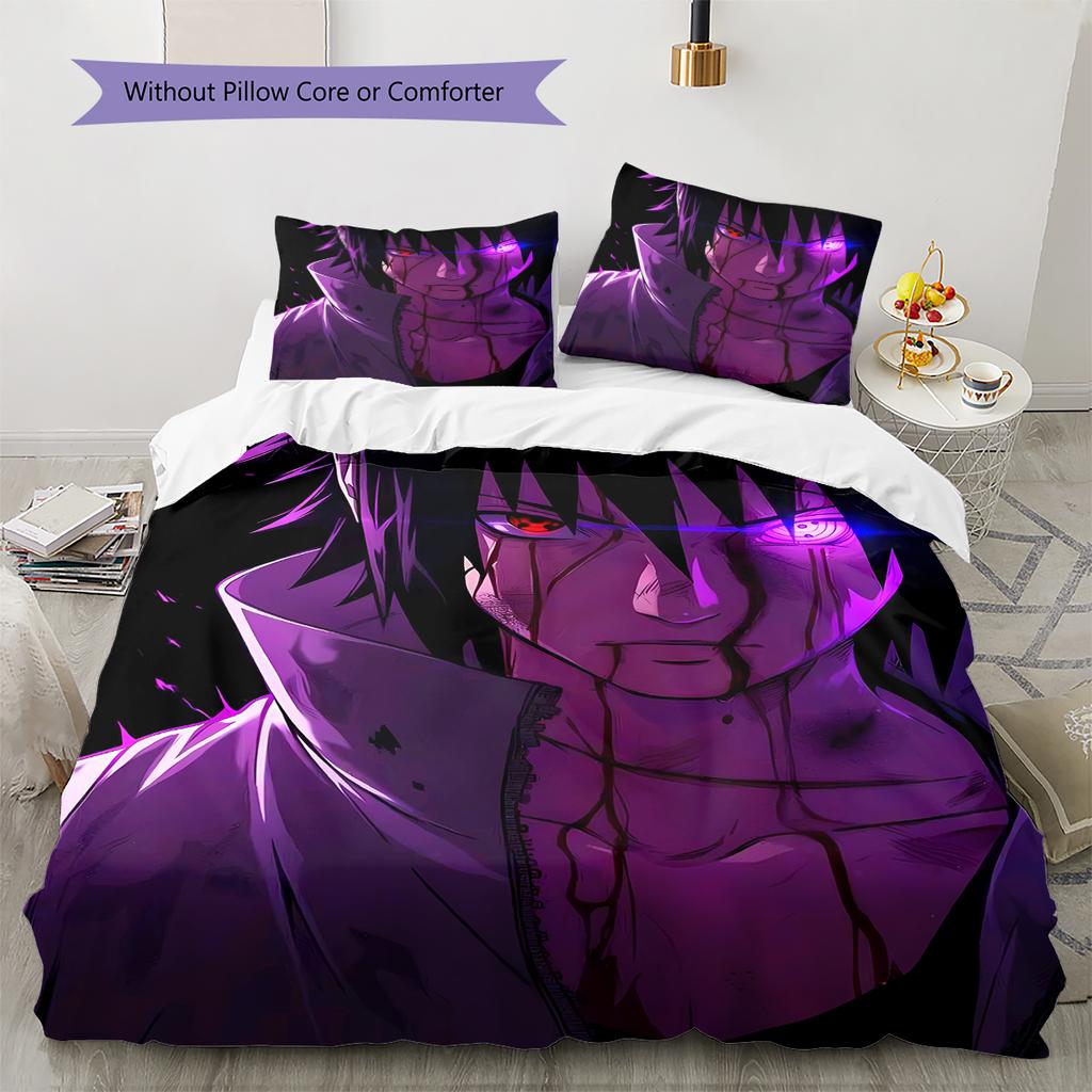 Sasuke Uchiha Pattern Bedding Home Decoration Birthday Gift (1 * duvet cover + 2 * pillowcase, without core)