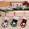 Christmas Cute for Cat Paw Plaid Tree Stocking Family Gather Party Decor
