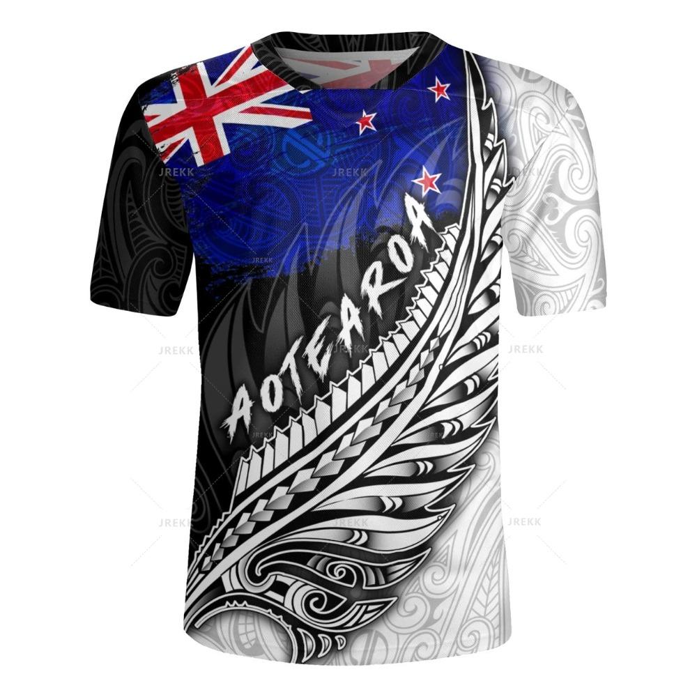 3D Printed New Zealand Rugby-Jersey Silver Fern Flag Styles V Neck T Shirt NZ Jersey V-Neck T-Shirts Men Cool Short Sleeves Tees