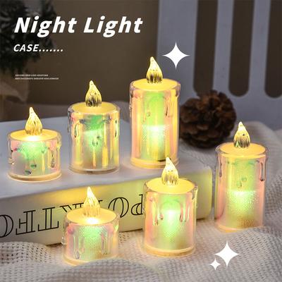 Velas Elétricas LED Sem Chama Luz Vidro Acrílico Bateria Tremeluzente Tealight Falso para Decoração de Natal de Festa de Casamento