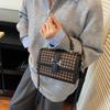 Autumn new small square bag niche design fashionable shoulder portable small satchel woven bag