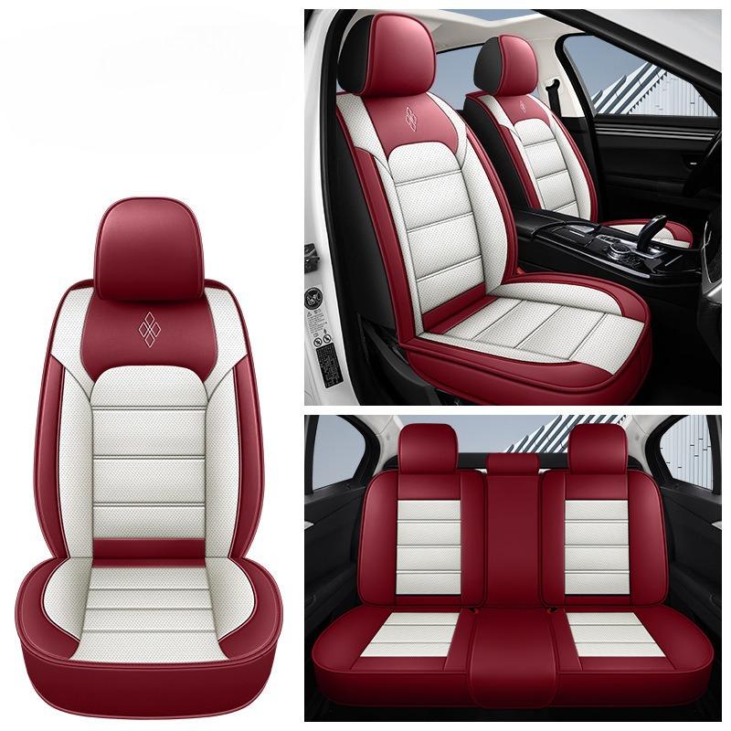 Universal 5 Seater PU Leather Car Seat Covers Complete Set, Anti-Slip Cushion Protector for Most Sedans, Christmas Gifts