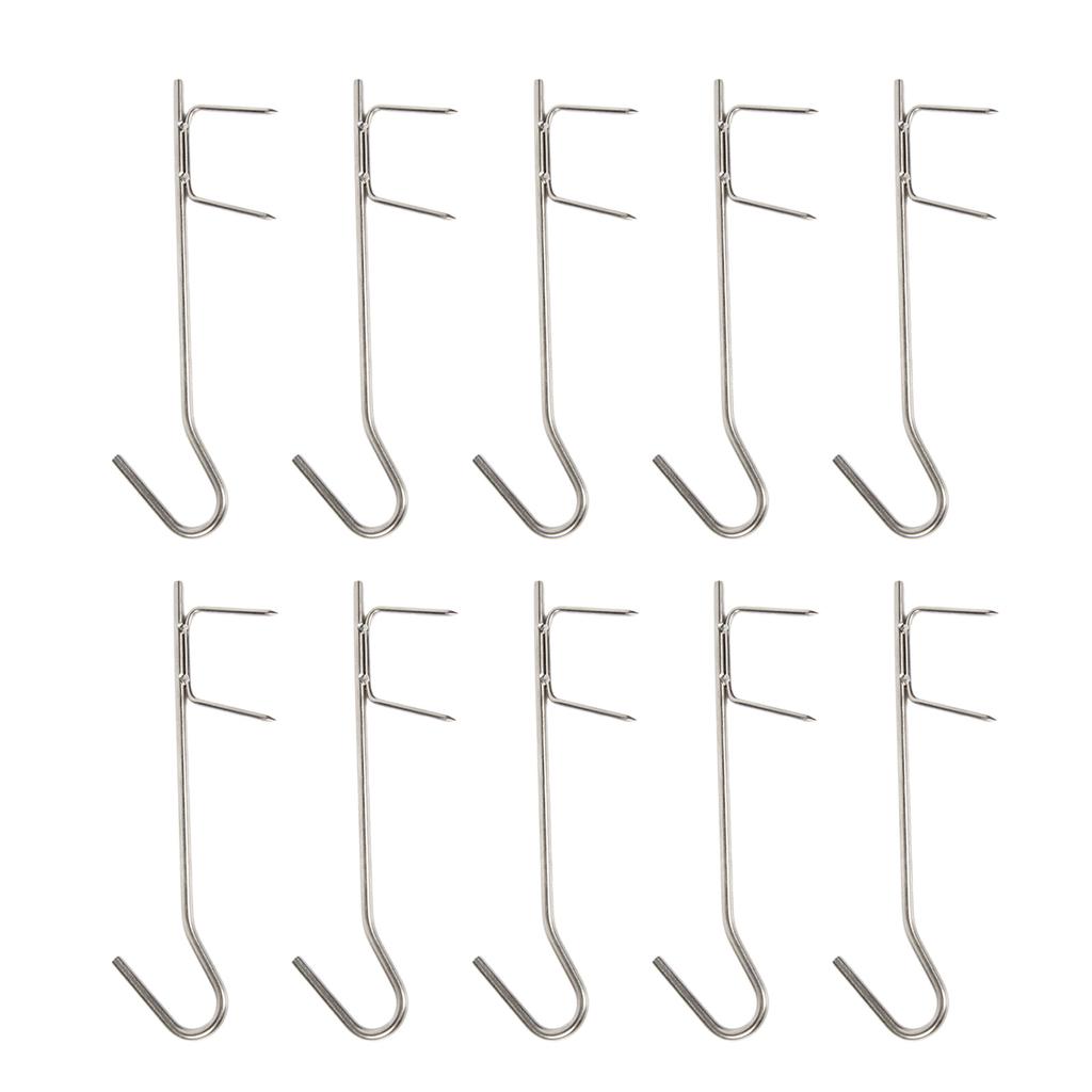 10Pcs Butcher Hooks, Smoking Hooks Set Hooks for Fish Smoking, Fishing Smoking Hooks Set, Stainless Steel Smoking Hooks