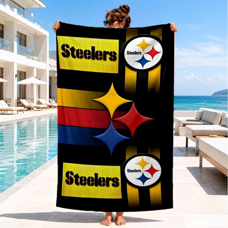 Asciugamano da Spiaggia Pittsburgh Steelers, Asciugatura Rapida, Facile da Curare, Adatto Sia per il Fitness che per le Vacanze al Mare, Essenziale Sportivo