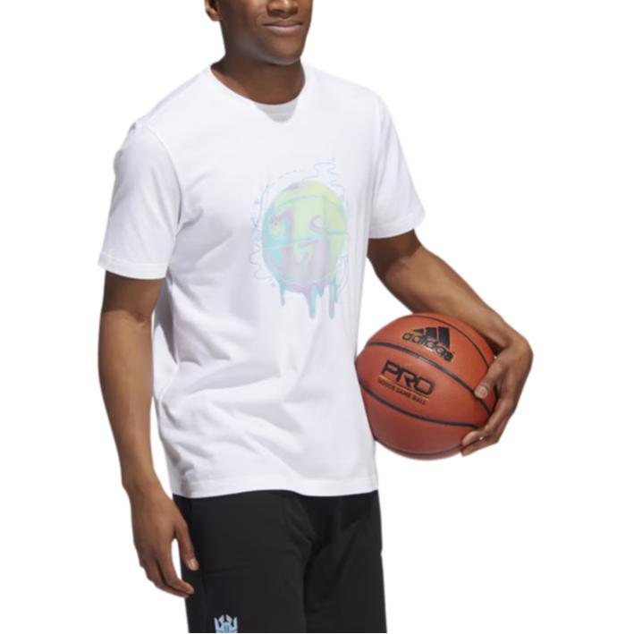 Men's Adidas T Shirts Men's White Crew Neck Moderate Straight Fit