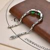 New Chinese Punk Style Men's Bracelet Green Crystals Auspicious Pattern Retro Unisex Fashion Accessory Trendy Streetwear Jewelry