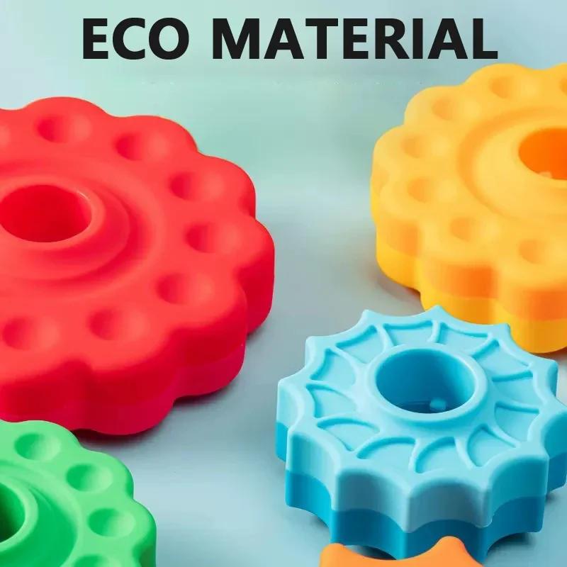 Baby Cognition Rainbow Spinning Tower Toy Funny Montessori Early Education Geometric Ring Stacking Block Sensory Toy for Toddler