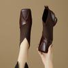 2026 New Style Autumn-winter Ankle Boots Square Toe , Slip-on Design, Anti-slip and Durable, Low Heel Shoes