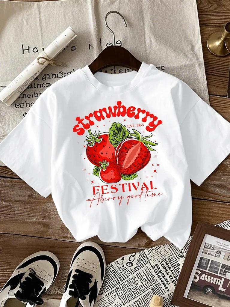 Strawberry Festival A Berry Good Time Print Women T Shirts Hip Hop Summer TShirt Casual Oversize Clothes AllMatch Top