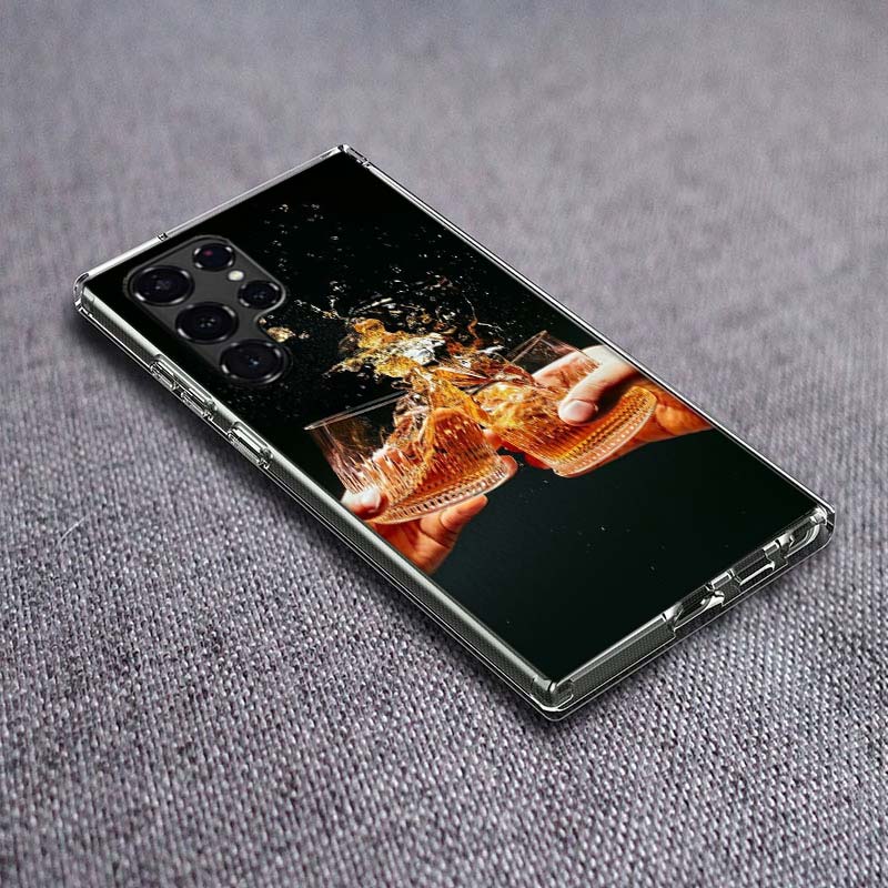 Strong Whiskey With Cigarettes Phone Case For Samsung Galaxy S24 S23 S21 S20 FE S22 S26 Ultra S25 Edge S10 Plus Cover Clear TPU