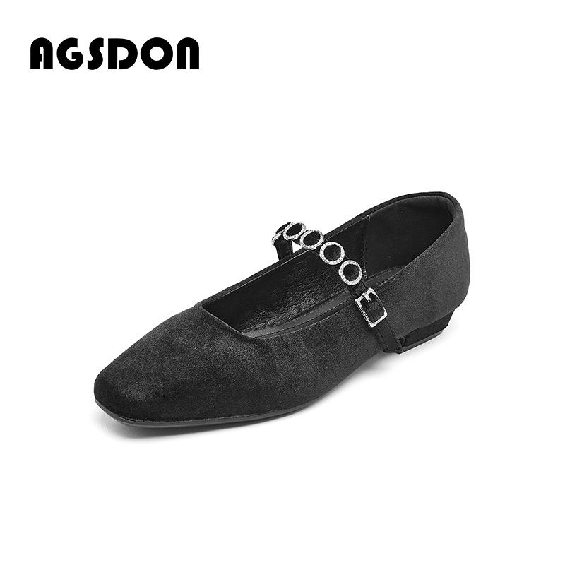 Augustine Single Shoes Women's 2025 New Spring French Temperament with Skirt Flat Bottom Square Head Shallow Mouth Mary Jane Shoes