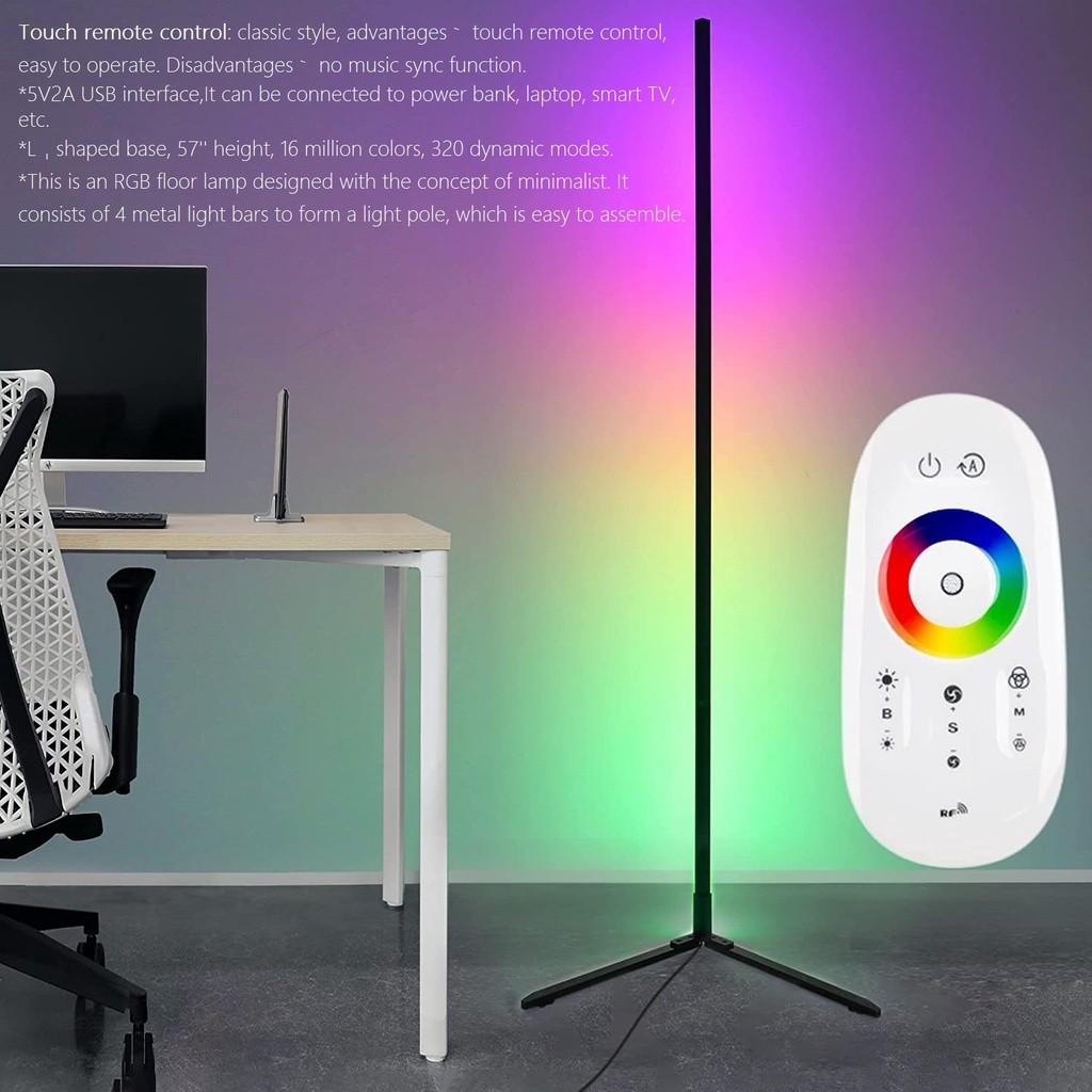 

5 В USB 180 см Многоцветный градиент Подсветка Стойка Лампа Умная RGB Угловая напольная лампа Синхронизация с музыкой Атмосферный свет 145CM/L/Classic touch remote