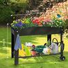 Raised Garden Planter Beds with Wheels Legs Large Planters Box for Indoor Outdoor Plants Metal Galvanized Elevated Rectangle He