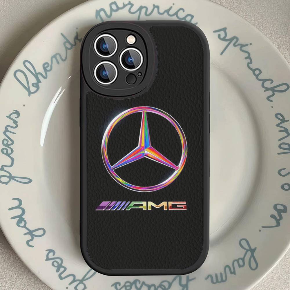 CQH1 Car M-Mercedes-Benz Phone Case For IPhone 16 15 14 13 12 11 Pro Max Plus Shockproof Leather Cover