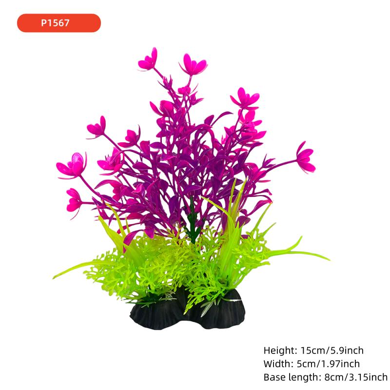1PCS Aquarium Decor Set - Vibrant Green Plastic Plant Ornaments - Fish Tanks, Durable Pvc Material 15cm/5.9inch