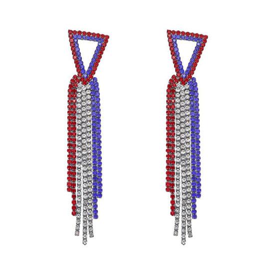1 Paar Damen Quastenohrringe, Stern Ohrstecker Pave Hängeohrringe, Boho Wasserfall Perlenfransen Ohrringe, Amerikanische Flagge Ohrringe Schmuck Geschenk