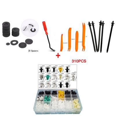 Boîte de 310 pièces Assortiment de clips de fixation à rivets poussoirs pour pare-chocs de porte de voiture, panneau d'aile, avec outil 30 pièces