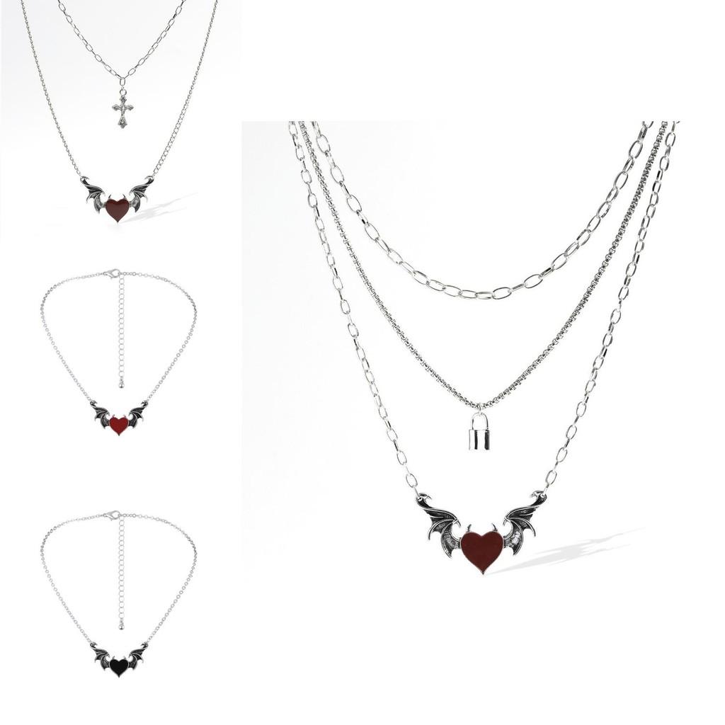 Trendsetting Geometric Heart And Wing Necklace Unique Alloy Jewelry For Women