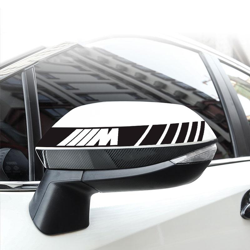 2Pcs Car Stripe Stickers Rearview Mirror Reflective Vinyl Decals Decoration For BMW M E34 E36 E60 E90 E46 E39 E70 F10 F20 F30 X5 X6 X1 M3 M5 M6 E71