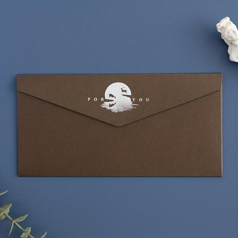 20 Stück Umschläge im Westernstil mit geprägtem Logo, Vintage-Business-Einladungsschreiben, verdickter perlmuttfarbener Karton