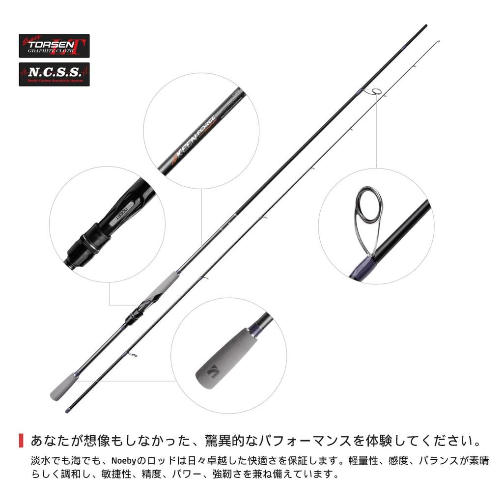 Noeby NBRO-KF Spinning Rod for Bass, Trout, Horse Mackerel, Rockfish, Sea Bass, Shore Jigging, and Eging (NBL86M)