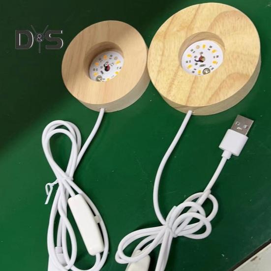 Round Night Light Wide Application Reliable DIY Wood Lamp Base