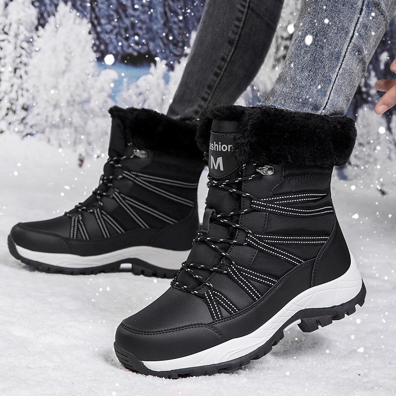 Plus-Size Women's Waterproof Winter Snow Boots, Warm Fleece-Lined, Long Tube Design, Outdoor Sports Fashion.
