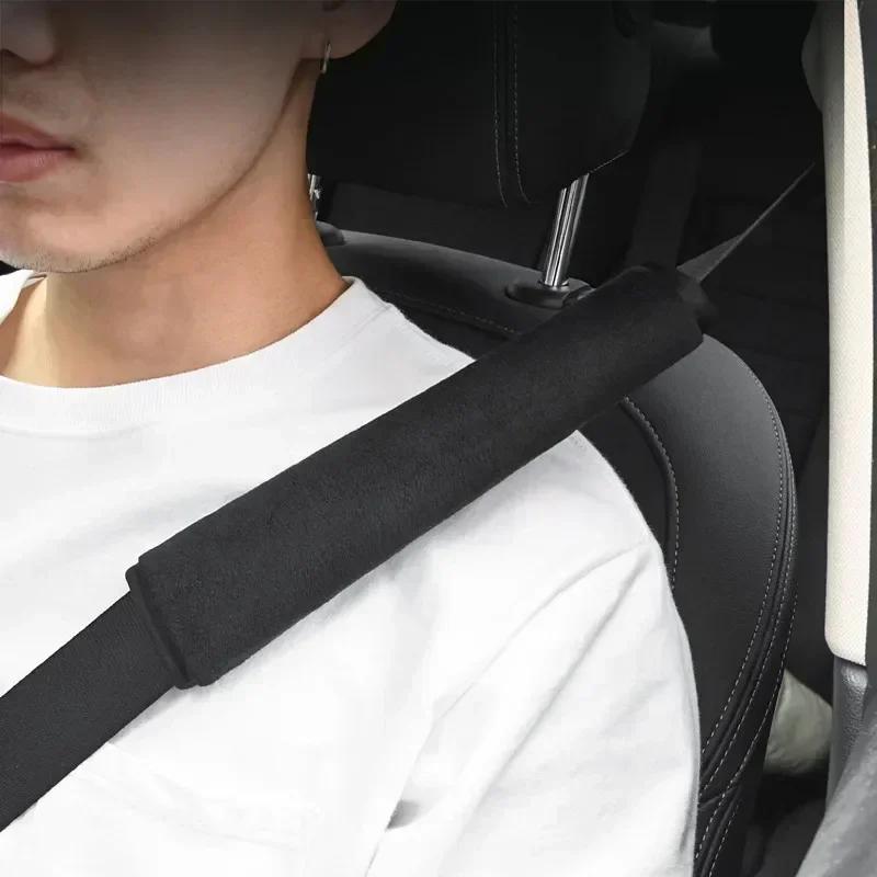 Soft Short Plush Car Seat Belt Pad - Universal Cushion with Cover, Shoulder Seat Belt Cushion & Interior Accessory
