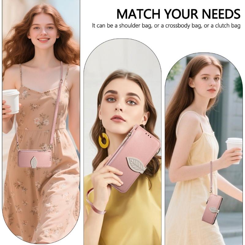Protective Flip Phone Case With Detachable Wrist Strap Shockproof PU Leather Cover For Secure Carry And Easy Access