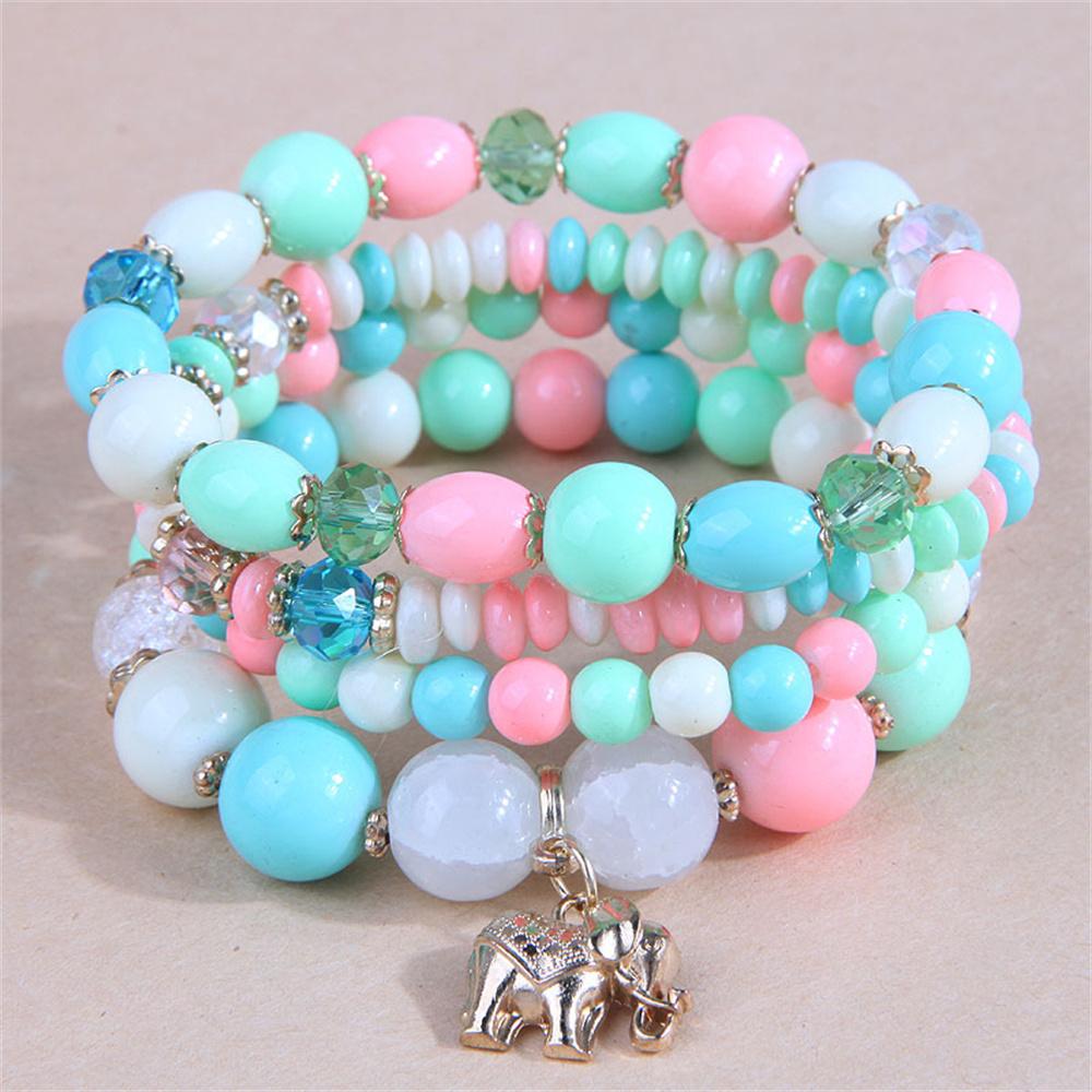 DIEZI New Korean Multicolor Crystal Beads Elastic Rope Bracelets For Women Elephant Wrap Strand Bracelet Men Pulseira Feminina