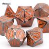 7 Pcs Orange Silver Double Swords Metal Dice Solid Polyhedral Dice Set Suitable for Role-Playing RPG    Board Game