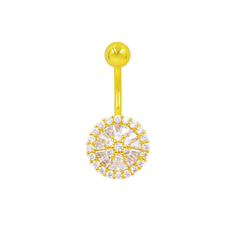 Gaibei Sunflower Full Diamond Navel Ring - European & American Design