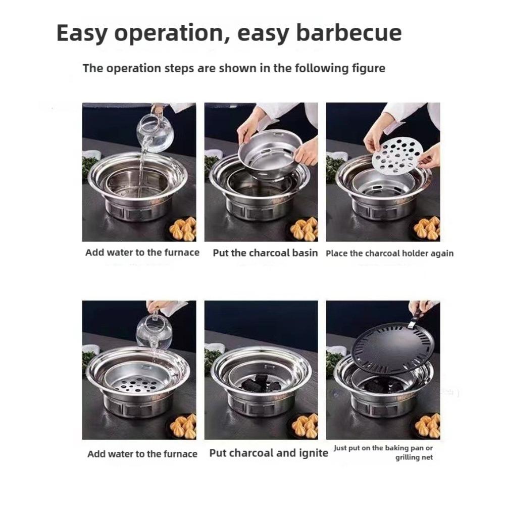 Multifunctional Charcoal Barbecue Grill, Household Korean BBQ Grill, Portable Camping Grill Stove, Tabletop Smoker Grill