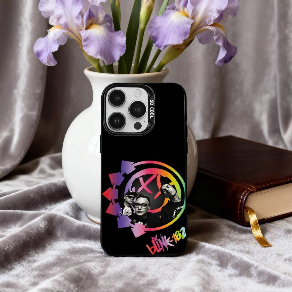 Punk B-Blink-182 Band Phone Case For iPhone17,16,15,14,13,12,11 Plus,Pro Max Candy Silver Plated Inside Cover