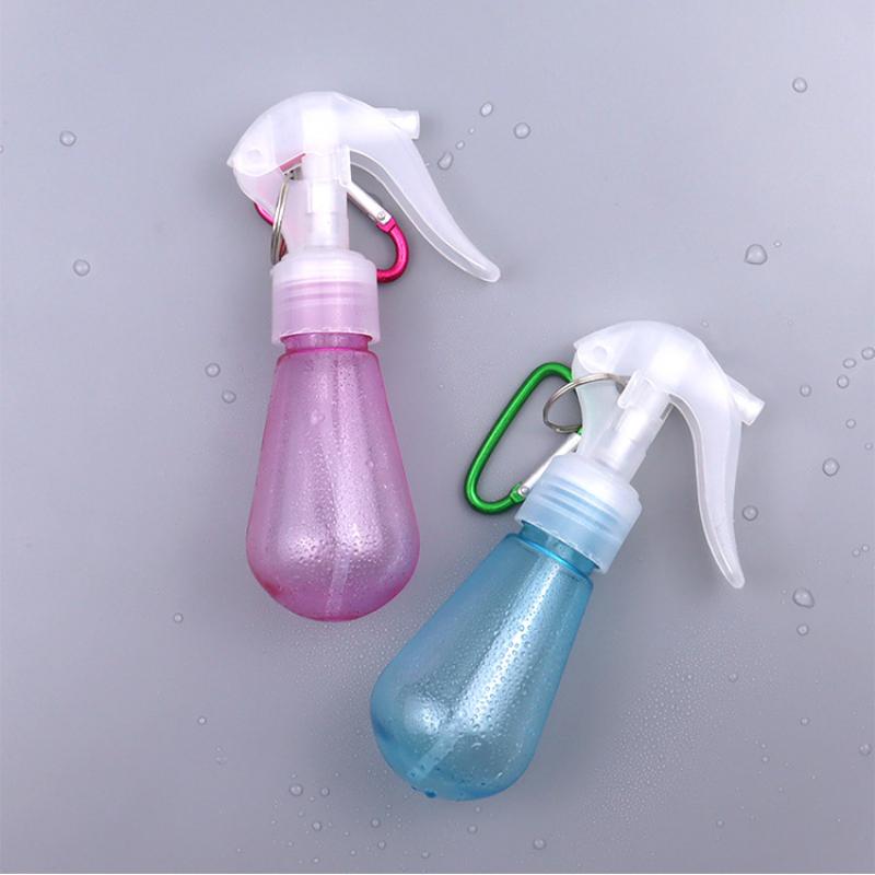 60ml Portable Reusable Hook Bottle PET Spray Gun Spray Alcohol Hand Sanitizer Holder Keychain Carrier Travel Accessories