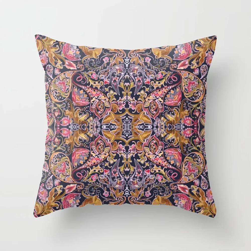 Home Decor Pillowcase Boho Psychedelic Texture Polyester Print  for Bedroom Living Room 45x45cm Funda De Almohada