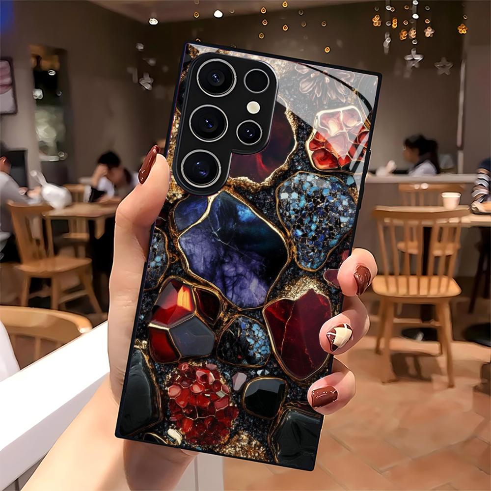 Colored stones Phone Case glass phone case for Samsung Galaxy S26 22 23 24 25 PLUS S21 22 23 24 25 ULTRA