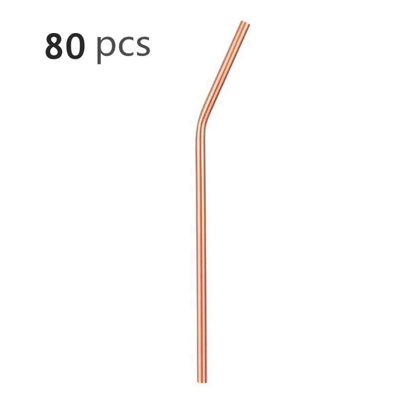 80Pcs 8mm*215mm Reusable Metal Straw 304 Stainless Steel Drinking Straight Bent Straws Eco-friendly Party Bar Accessories