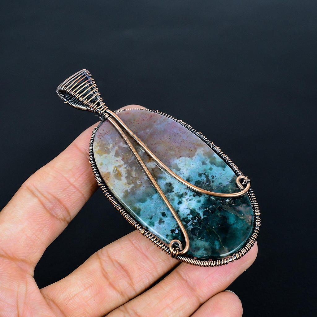 Moss Agate Pendant, Gemstone Jewelry 999 Copper Wire Wrap Tree Of Life Pendant, Gift For Women Handmade Pendant