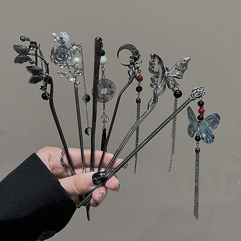 Retro Elegant Ancient Style Butterfly Tassel Hair Stick For Women Girls Classical Hairpin Chinese Cheongsam Hair Accessories