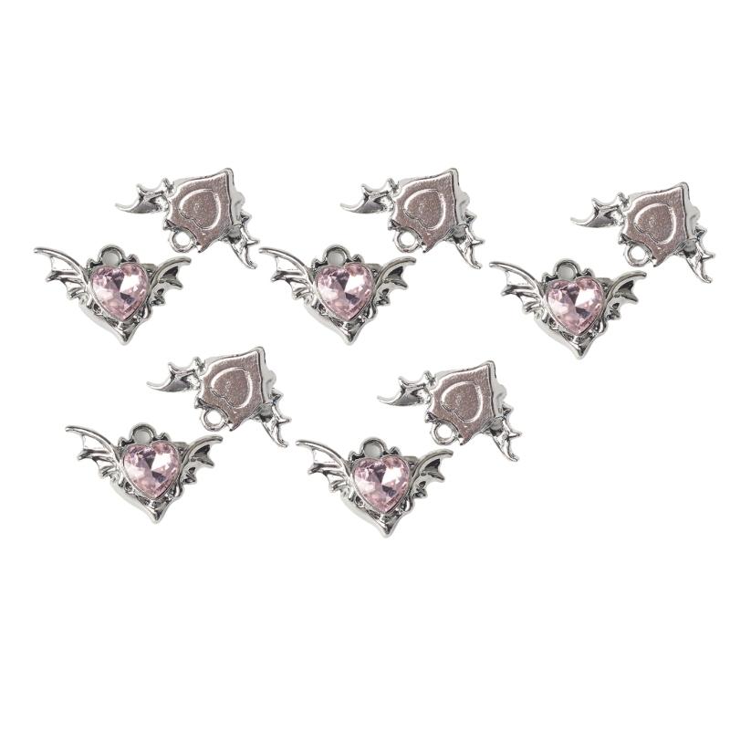 

Набор из 10 шармов в виде сердца с крыльями летучей мыши для ожерелья и браслета, циркониевые подвески для брелока, материалы для изготовления ювелирных изделий