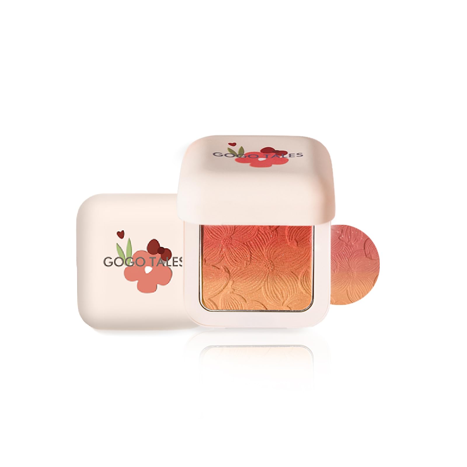 

HOJO WOO 3-Color Powder Blush - Gradient Flower Embossed - High Color Payoff - Matte & Fine Glitter - Soft Finish - Glossy - Sheer - Pink & Orange