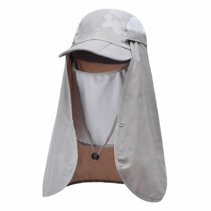 

9074 Men s Sunhat Women s Extra Large Shawl Outdoor Sun Protection Quick-Drying Hat Alpine Cap Summer Foldable Baseball Cap Trifold light gray