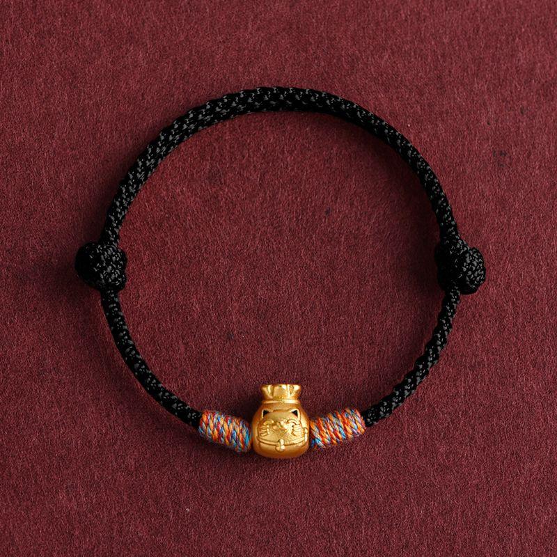 2025 New Arrival Year of Snake Lucky Fortune Red Rope Bracelet Men and Women's Natal Year Lucky Beads Tibetan Colorful Woven Hand Strap