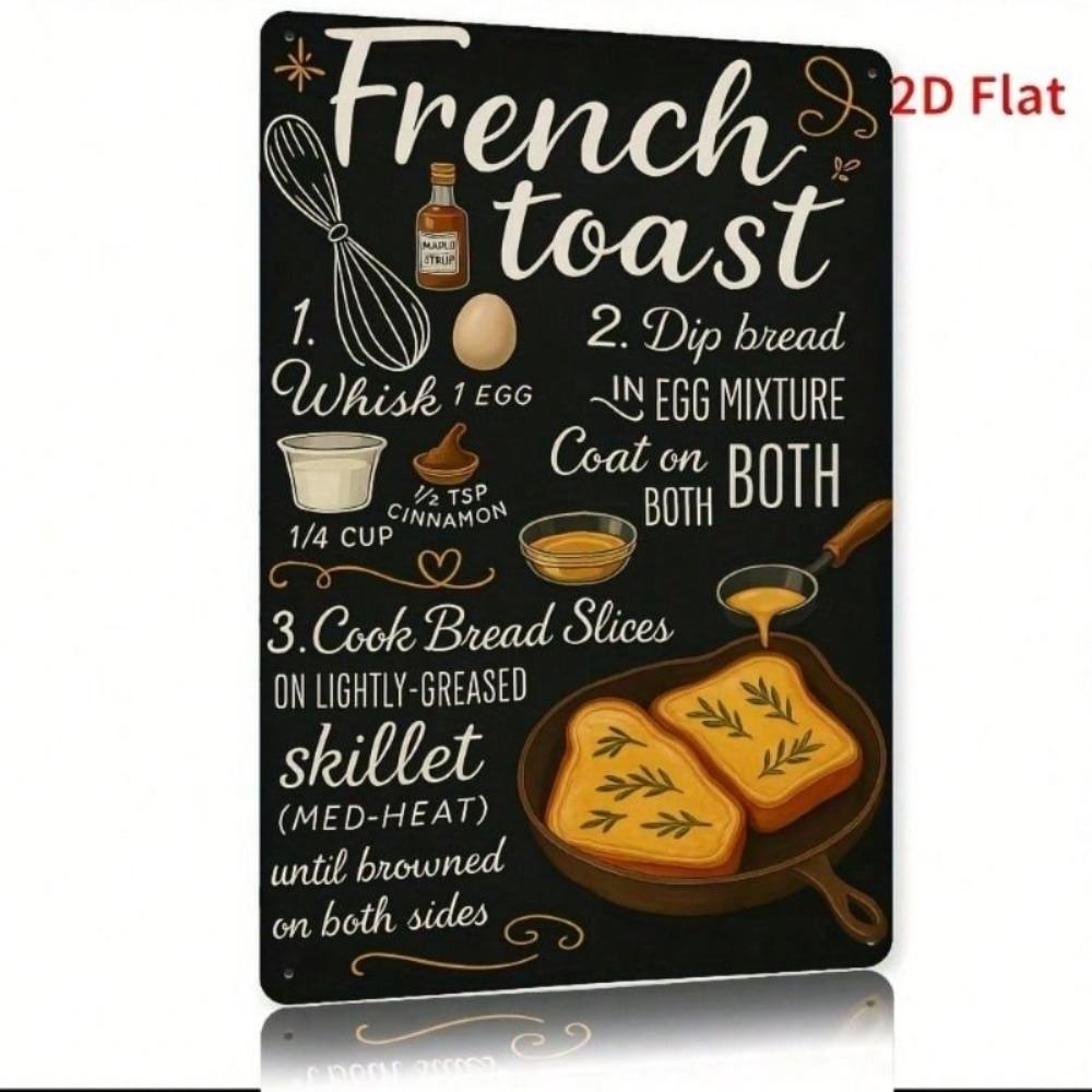 Vintage French Toast Recipe Metal Sign Retro Kitchen Wall Decor