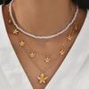 3Pcs Layered Necklace, Stackable Elegant Necklace for Women, Lightweight Flower And Pearl Necklace for Outdoor Beach Vacation Party