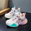Children's basketball shoes four seasons men's and women's sports shoes breathable mesh friction sound leather velvet two cotton shoes