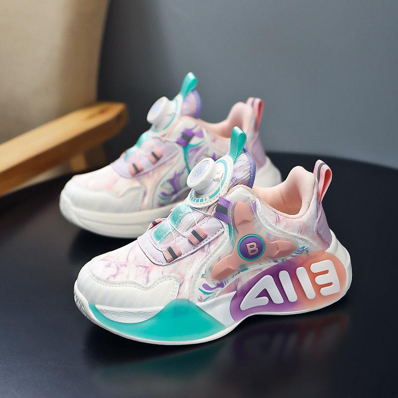 Children's basketball shoes four seasons men's and women's sports shoes breathable mesh friction sound leather velvet two cotton shoes
